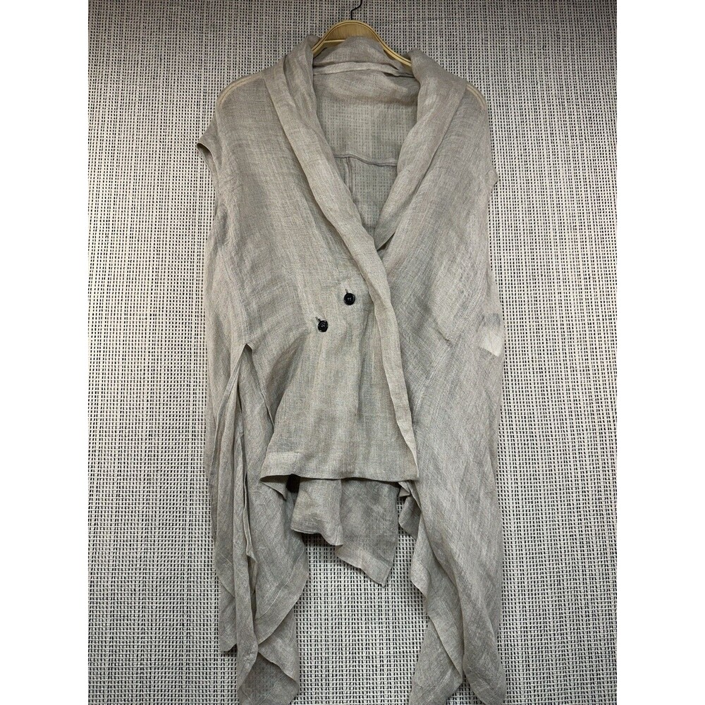 Moyuru 100% Linen Draped Sleeveless Sz L Asymmetrical Lagenlook Japan